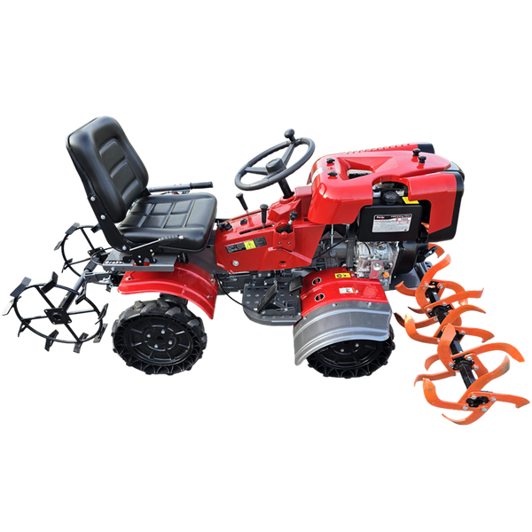 10HP 4WD Mini Tractor, Diesel Powered Rotary Tiller Cultivator with Electric Start, Gear Drive Agricultural Machine for Farm Garden _ X001