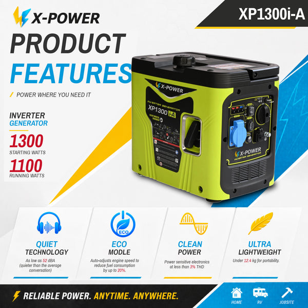 1300 Watt Super Silent Power Portable Gasoline Inverter Generator_XP1300iS-A