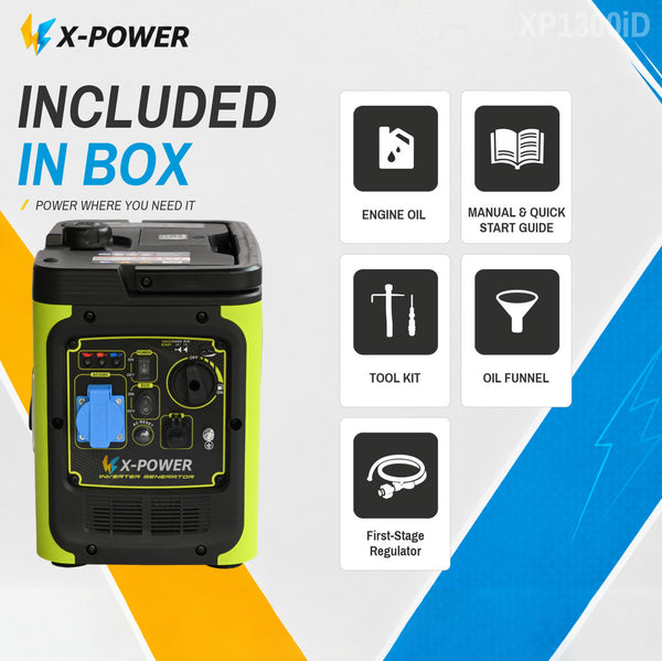 1000 Watt Dual Fuel Inverter Generator Max 1300 Watt Gasoline Propane Quiet Portable Generator for Home Backup Camping RV-XP1300iD
