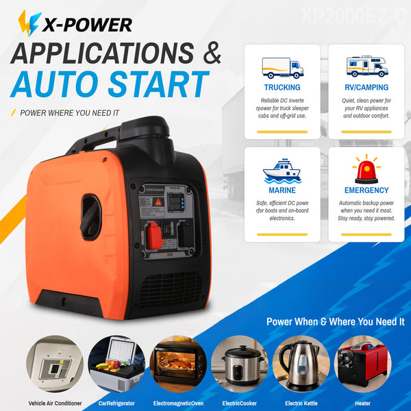 1800 Watt 2000Watt DC Gasoline Inverter Generator 24V 48V 60V Small DC Petrol Generator with Remote Auto Start_XP2000EZ-C