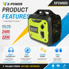 2400 Watt Gasoline Propane Dual Fuel Inverter Generator for Camping RV-XP2400iD