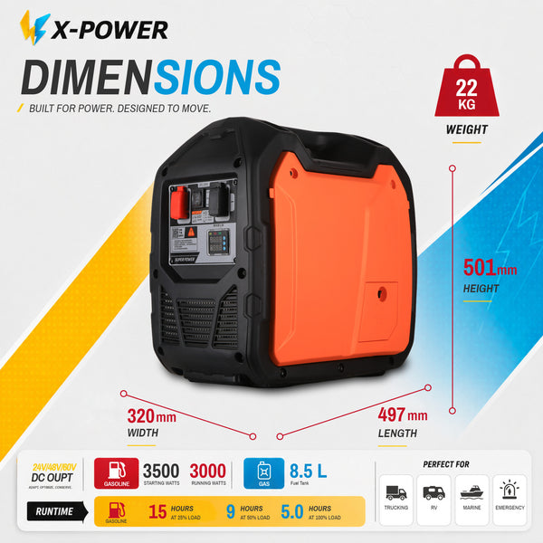 High Quality 3kw 3500W DC Gasoline Generator 24V 48V 60V Silent Portable DC Power Generator with Bluetooth Auto Start_XP3500EZ-M