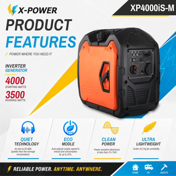 4000 Watt Portable Gasoline Inverter Generator230Vfor RV Camping Backup_XP4000iS-M