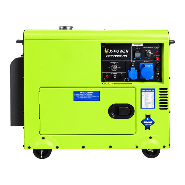 5.5kW Silent Diesel Generator XP6500CE-3D | Single & Three Phase Electric Start Generator - XP6500CE
