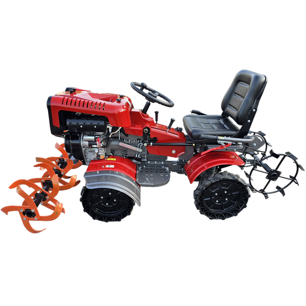 X-POWER X005 12HP Gasoline Walking Tractor, Electric Start 2WD/4WD Rotary Tiller & Cultivator with Gear Drive