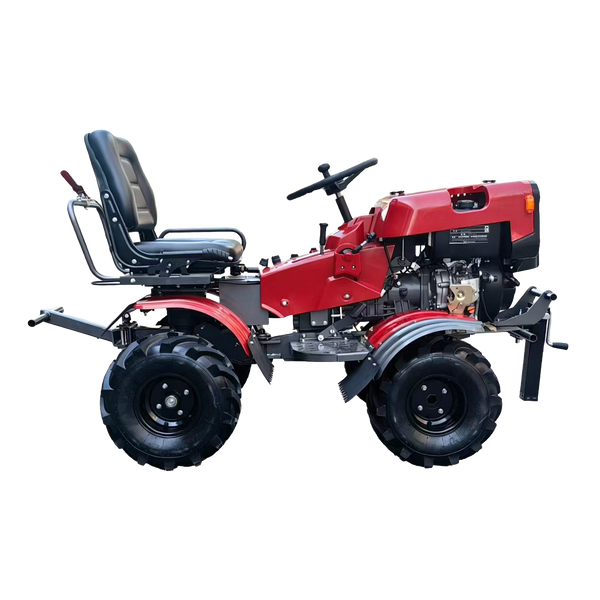 10HP 4WD Mini Tractor, Diesel Powered Rotary Tiller Cultivator with Electric Start, Gear Drive Agricultural Machine for Farm Garden _ X001