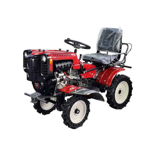 10HP 4WD Mini Tractor, Diesel Powered Rotary Tiller Cultivator with Electric Start, Gear Drive Agricultural Machine for Farm Garden _ X001