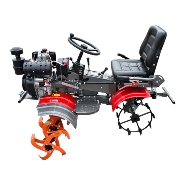 10HP 4WD Mini Tractor, Diesel Powered Rotary Tiller Cultivator with Electric Start, Gear Drive Agricultural Machine for Farm Garden _ X001