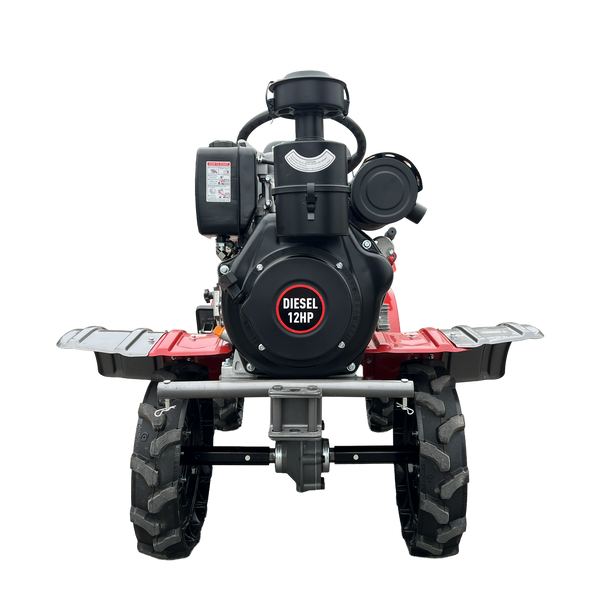 X-POWER X005 12HP Gasoline Walking Tractor, Electric Start 2WD/4WD Rotary Tiller & Cultivator with Gear Drive