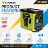 1000 Watt Dual Fuel Inverter Generator Max 1300 Watt Gasoline Propane Quiet Portable Generator for Home Backup Camping RV-XP1300iD
