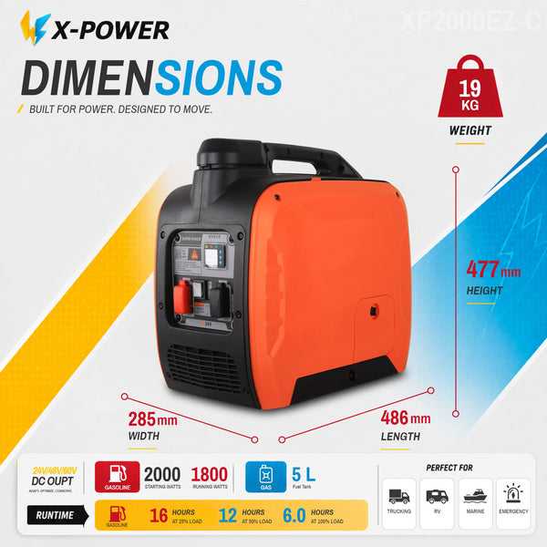 1800 Watt 2000Watt DC Gasoline Inverter Generator 24V 48V 60V Small DC Petrol Generator with Remote Auto Start_XP2000EZ-C