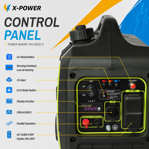 2kw Quiet Digital Gasoline Generator for Home Camping RV Backup_XP2000i-A
