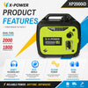 2000 Watt Dual Fuel Inverter Generator 110V-240V Quiet Gasoline Propane for RV Camping Home Backup-XP2000iD