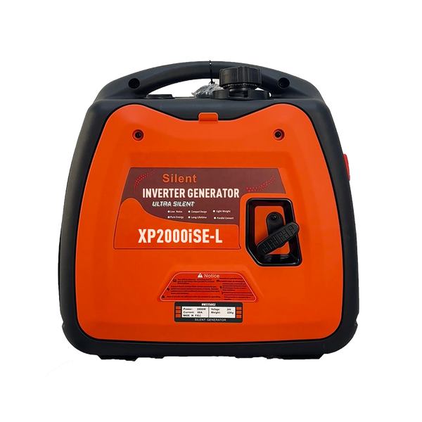 X-POWER XP2000iSE-L is a 2000W portable inverter generator with electric and recoil start, ≤3% THD, 56 dB noise, up to 17 hours runtime and 110–240V output.