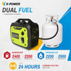 2400 Watt Gasoline Propane Dual Fuel Inverter Generator for Camping RV-XP2400iD