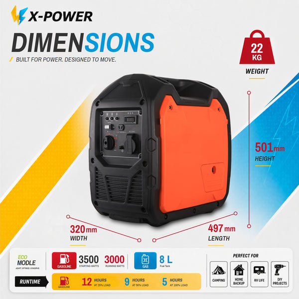 High Quality 3500 Watt Portable Quiet Gasoline Inverter Generator 230V for Home Backup Camping Use_XP3500iS-M