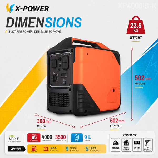 Wholesale New 4000 Watt Portable Silent Gasoline Inverter Generator With 5L Large Fuel Tank for Jobsite RV Home Use_XP4000iS-K